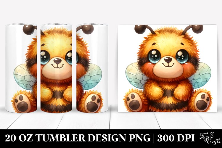 Vibrant Colorful Plush Bee | 20 Oz Tumbler example image 1