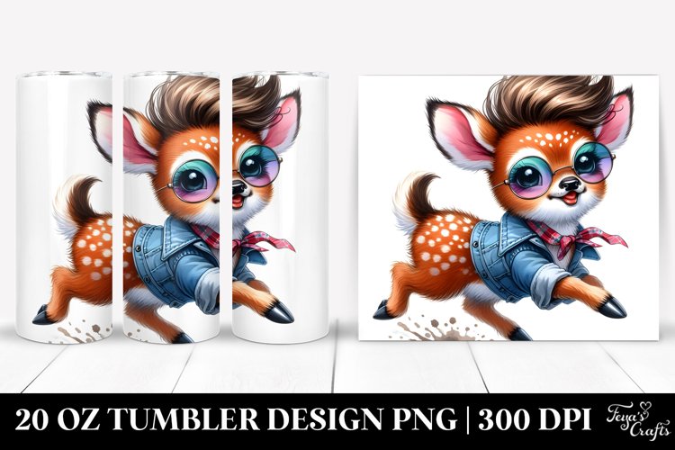 Vibrant Baby Deer Drawing Tumbler 20 oz