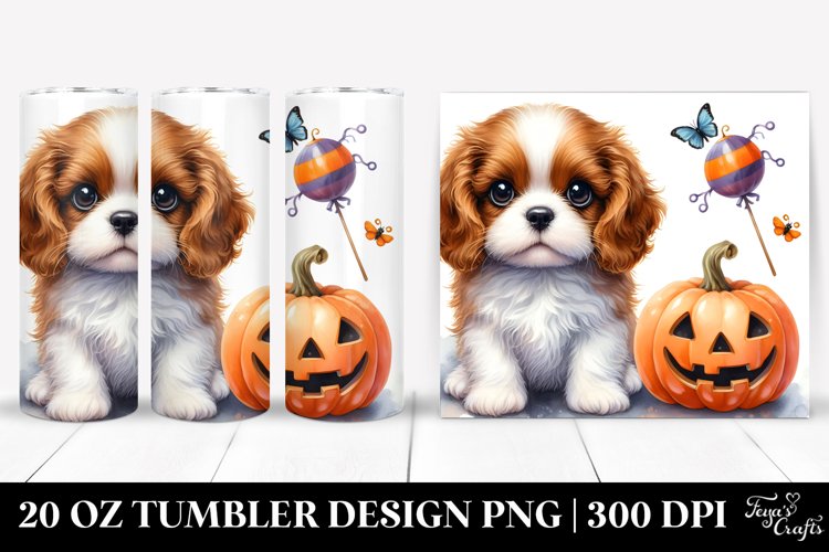 Exciting Spaniel with Jack-o-Lantern, 20 Oz Tumbler example image 1