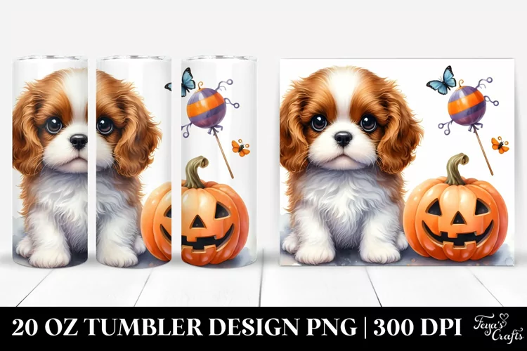 Exciting Spaniel with Jack-o-Lantern, 20 Oz Tumbler