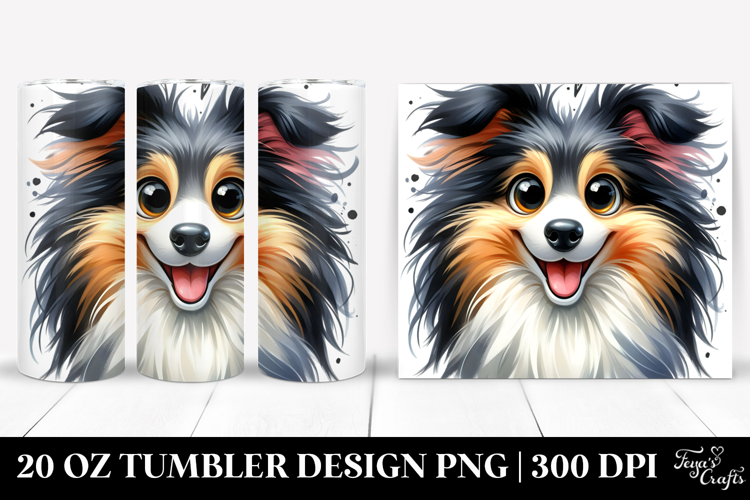 Watercolor Cute Cartoon Collie 20 Oz Tumbler