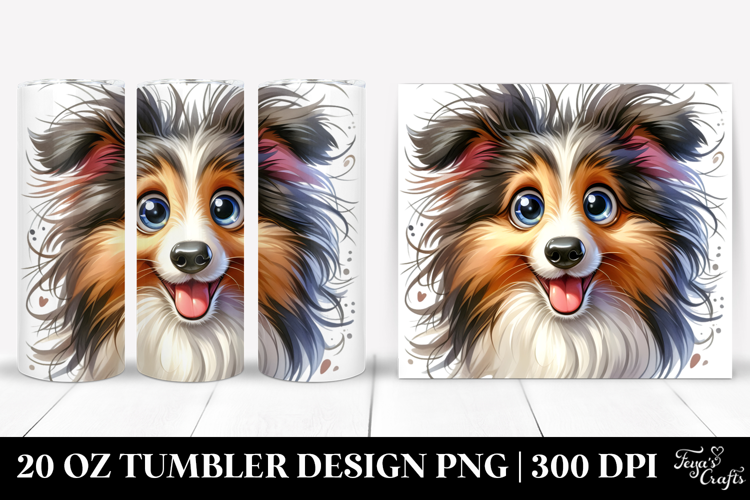 Watercolor Cute Cartoon Collie 20 Oz Tumbler