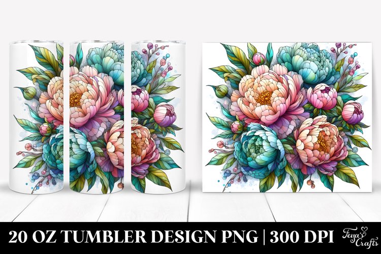 Stained Peonies | 20 oz Tumbler example image 1