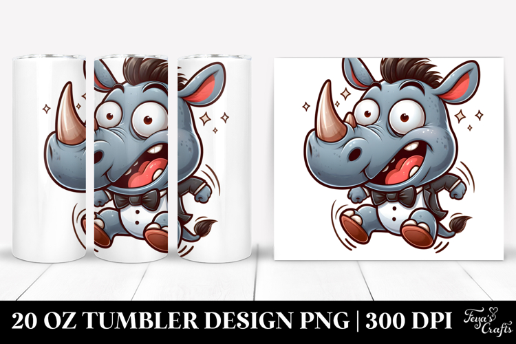 Silly Cartoon Rhino 20 Oz Tumbler