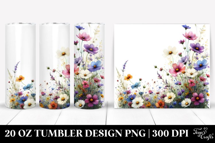 Watercolor Wild Flowers with Space | 20 Oz Tumbler