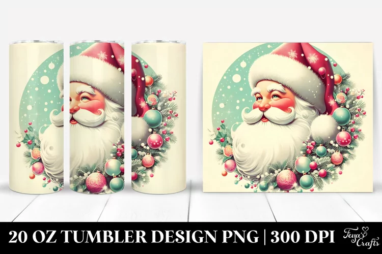 Pastel Retro Christmas Image Featuring Santa, 20 Oz Tumbler