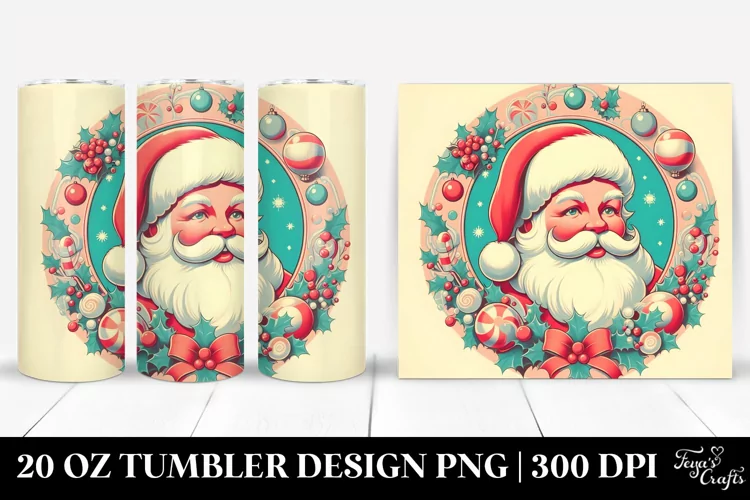 Pastel Retro Christmas Image Featuring Santa, 20 Oz Tumbler