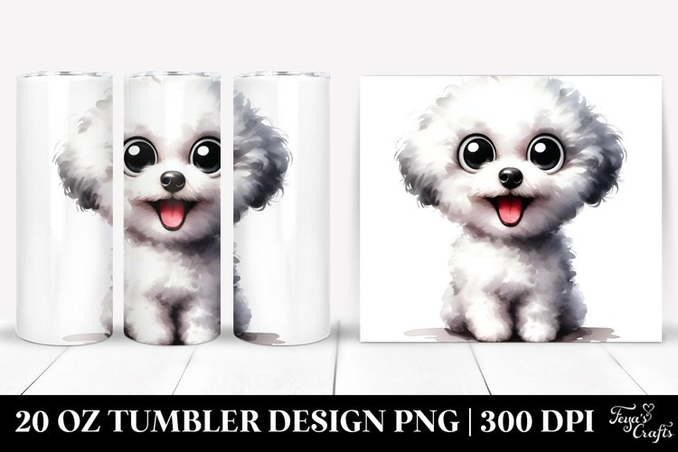 Crazy Watercolor Bichon Frise | 20 oz Tumbler example image 1