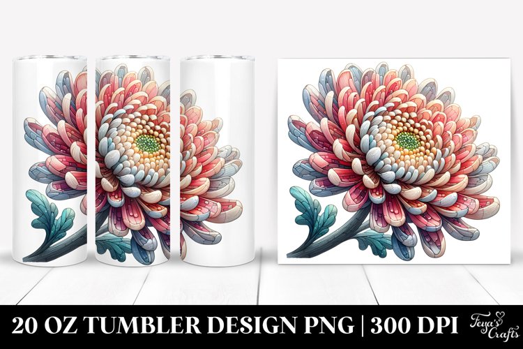 Detailed Stained Chrysanthemum | 20 oz Tumbler example image 1