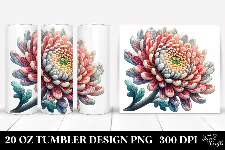Detailed Stained Chrysanthemum | 20 oz Tumbler