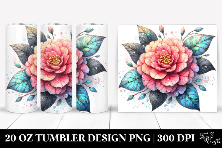 Colorful Camellia Splash Tumbler