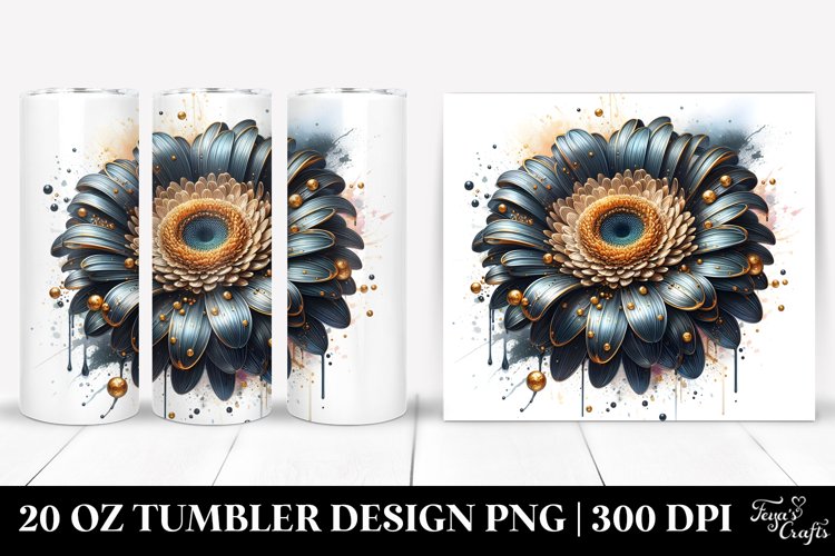 Detailed Golden Gerbera Tumbler example image 1
