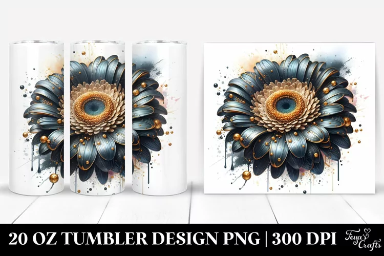 Detailed Golden Gerbera Tumbler