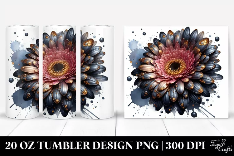 Detailed Golden Gerbera Tumbler