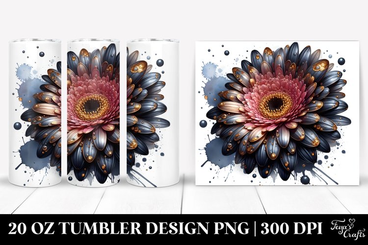 Detailed Golden Gerbera Tumbler example image 1