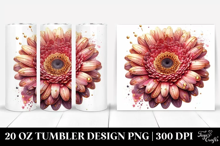 Detailed Golden Gerbera Tumbler