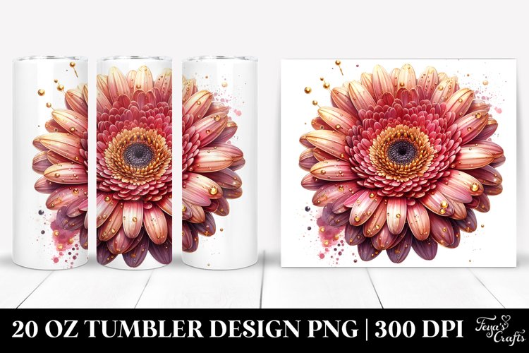 Detailed Golden Gerbera Tumbler example image 1
