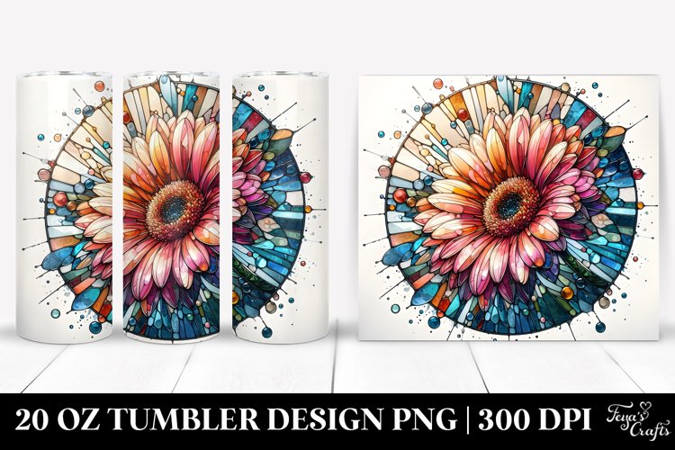 Shiny Round Gerbera Watercolor Splash | 20 Oz Tumbler example image 1
