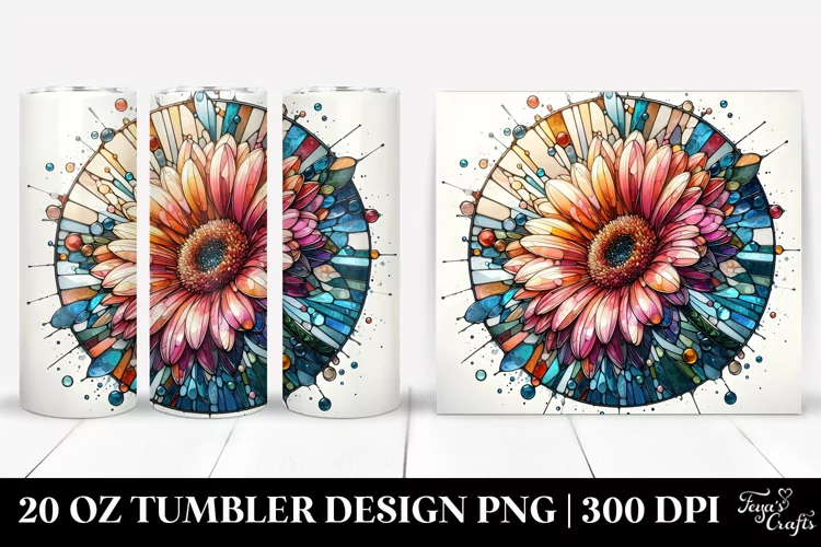 Shiny Round Gerbera Watercolor Splash | 20 Oz Tumbler