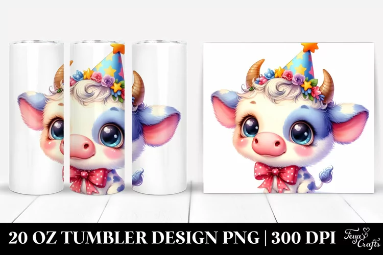 Colorful Cute Baby Cow Party Hat | 20 Oz Tumbler