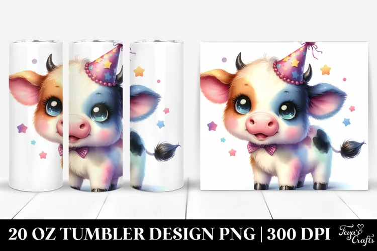 Colorful Cute Baby Cow Party Hat | 20 Oz Tumbler