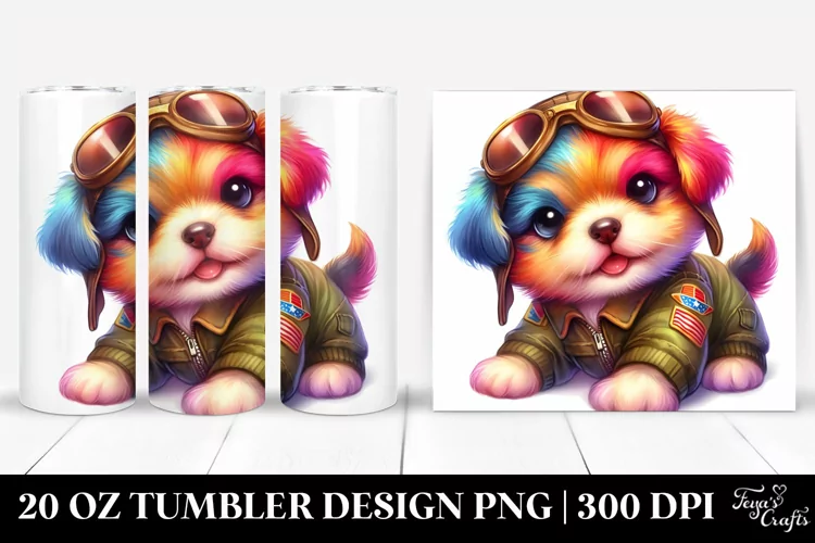 Colorful Cute Baby Puppy Cuddling | 20 Oz Tumbler