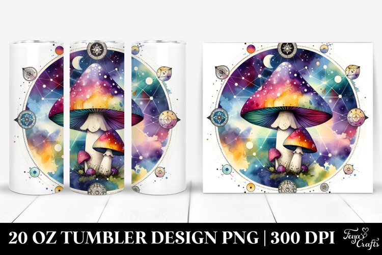 Vibrant Magical Celestial Mushroom Clipart 20 Oz Tumbler