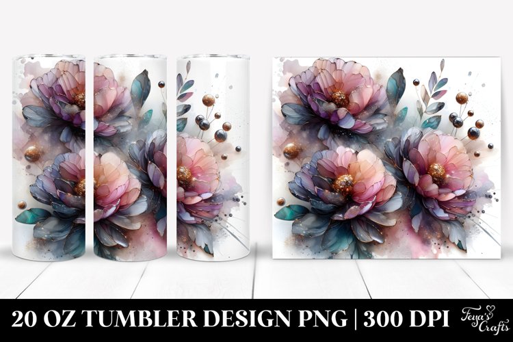 Abstract Glossy Peonies | 20 Oz Tumbler example image 1