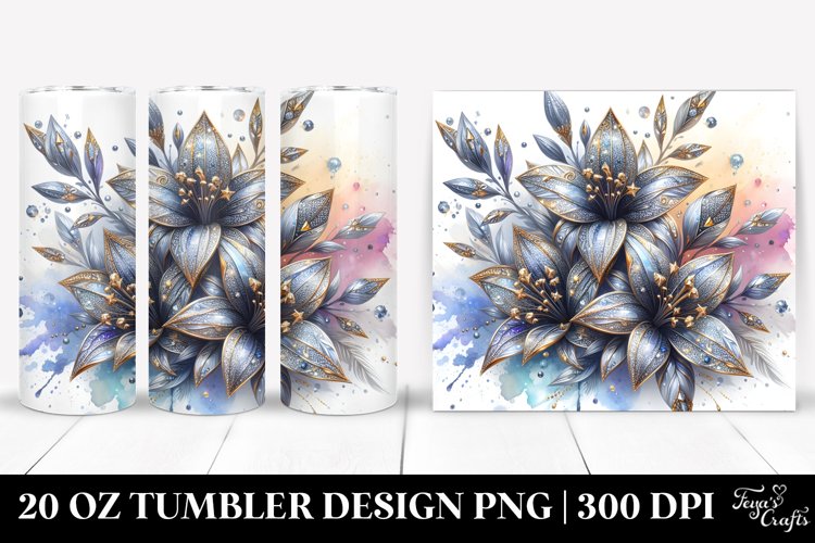 Watercolor Diamond Lobelia Splash | 20 Oz Tumbler example image 1
