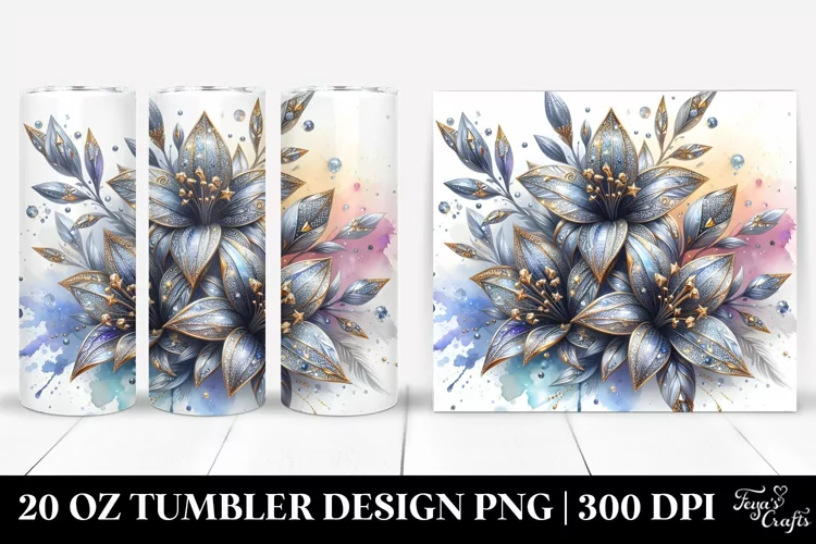Watercolor Diamond Lobelia Splash | 20 Oz Tumbler