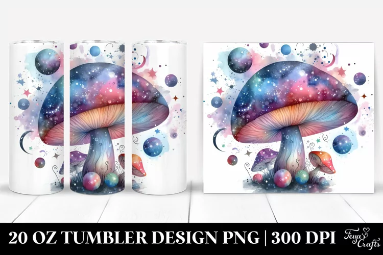 Magical Celestial Mushroom Splash 20 Oz Tumbler