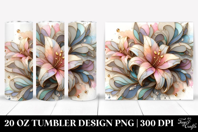 Abstract Lily Stained 20 Oz Tumbler example image 1