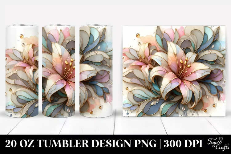 Abstract Lily Stained 20 Oz Tumbler