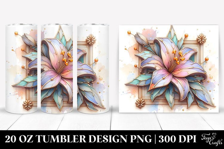 Abstract Lily Stained 20 Oz Tumbler example image 1