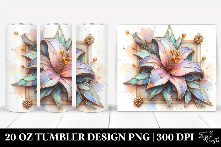 Abstract Lily Stained 20 Oz Tumbler