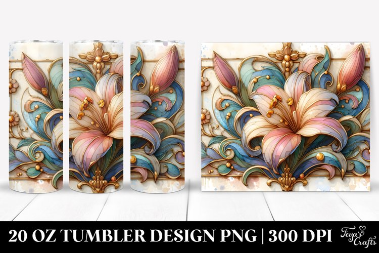 Abstract Lily Stained 20 Oz Tumbler example image 1