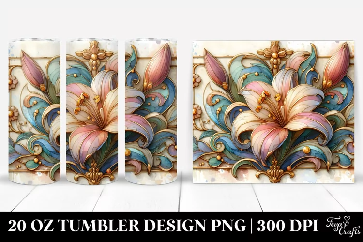 Abstract Lily Stained 20 Oz Tumbler