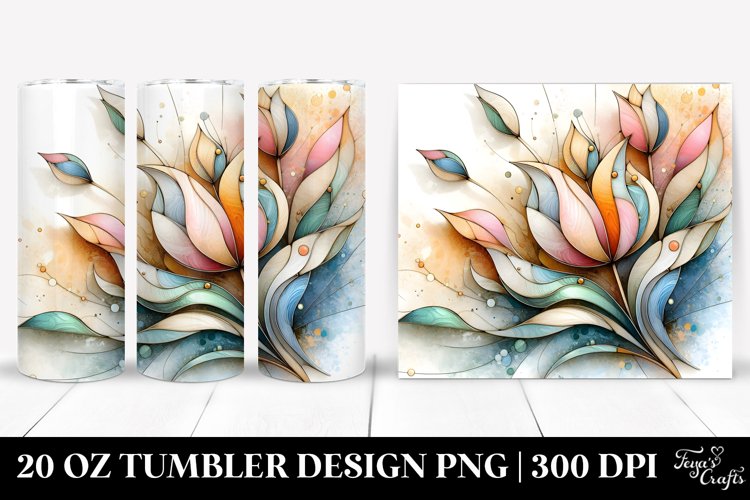 Abstract Tulip Stained 20 Oz Tumbler example image 1
