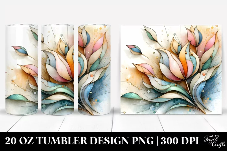 Abstract Tulip Stained 20 Oz Tumbler