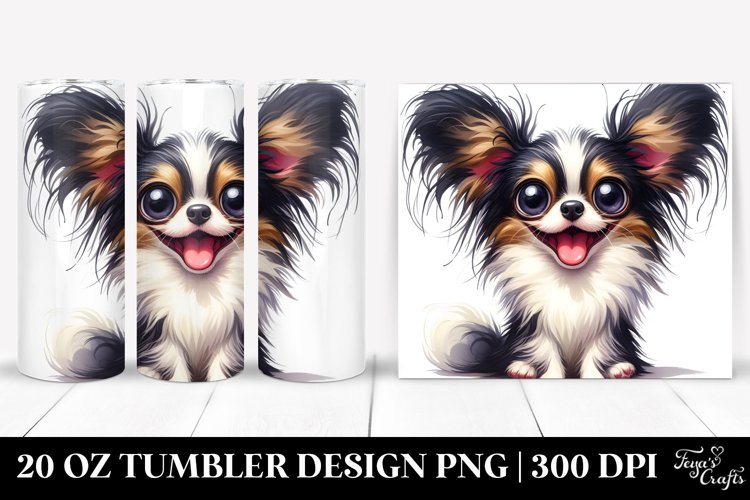 Cute Enthusiastic Papillon | 20 Oz Tumbler example image 1