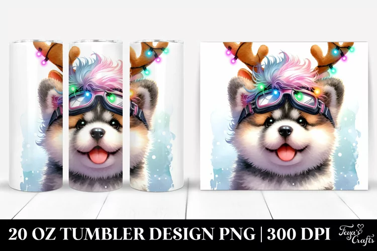 Expressive Akita with Sky Goggles 20 Oz Tumbler
