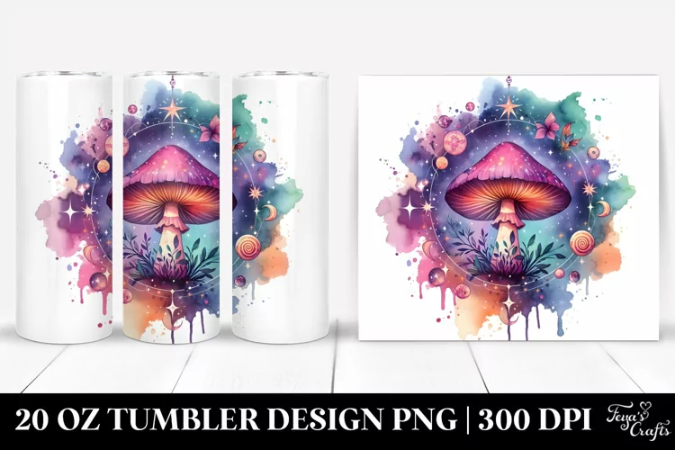 colorful,watercolor,Magical Mushroom Splash | 20 Oz Tumbler
