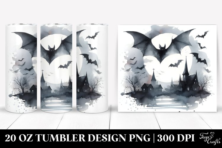 Simple Bat Watercolor Design | 20 oz Tumbler
