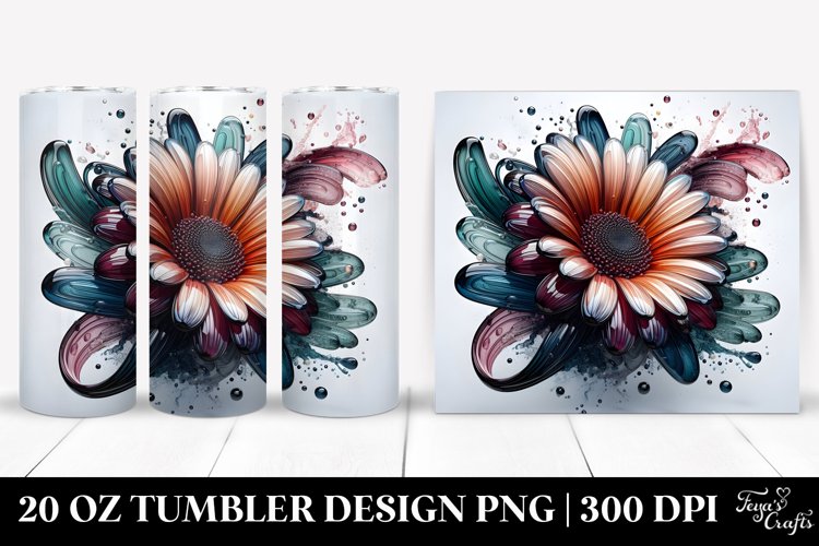 Glossy Gerbera Watercolor | 20 Oz Tumbler example image 1