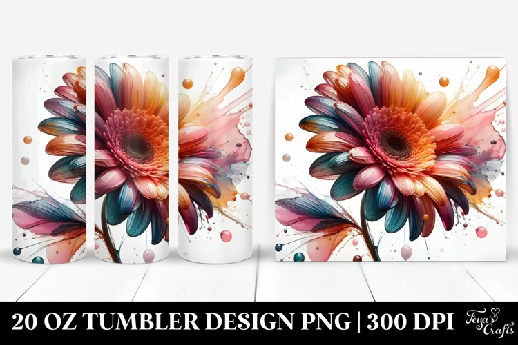 Glossy Gerbera Watercolor | 20 Oz Tumbler