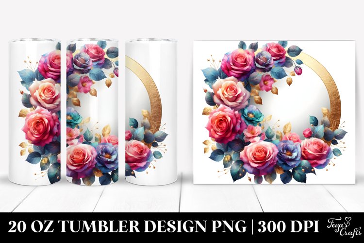 Vibrant Roses Frame 20 oz Tumbler example image 1