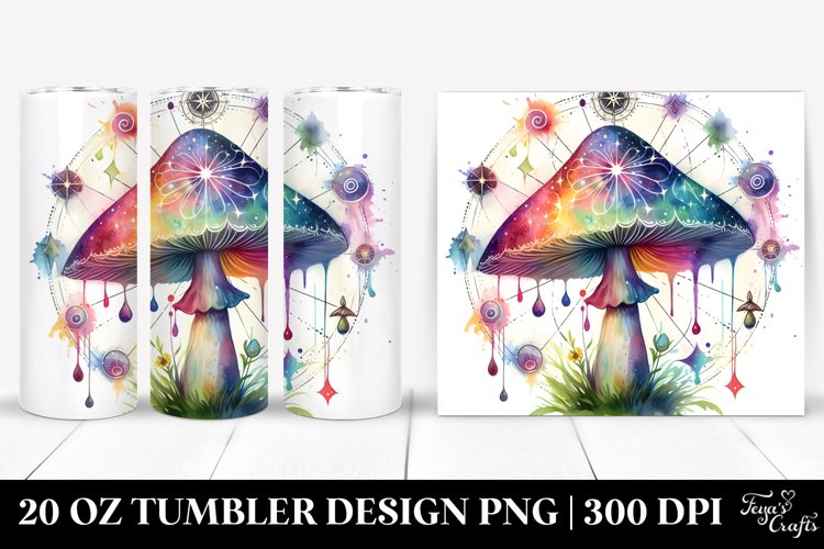 Vibrant Magical Celestial Mushroom Clipart 20 Oz Tumbler
