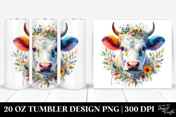 Colorful Watercolor Cow | 20 Oz Tumbler