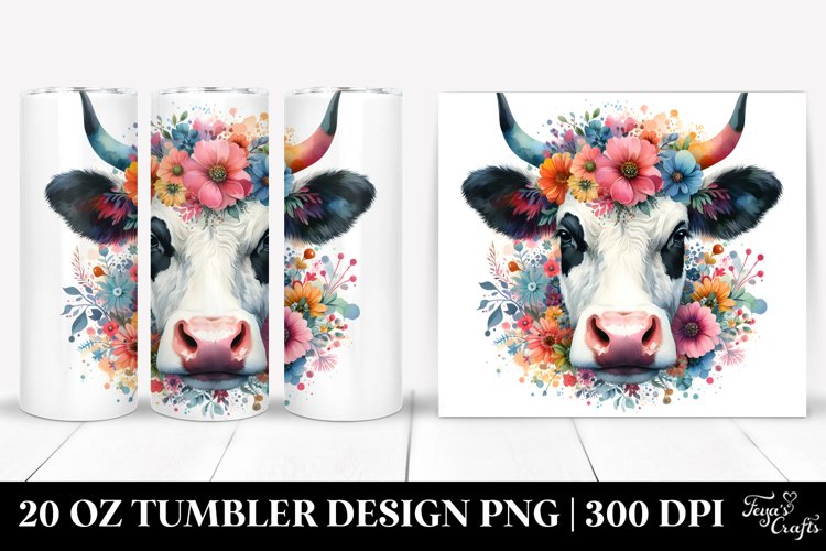 Colorful Watercolor Cow | 20 Oz Tumbler