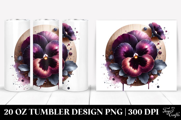 Glossy Watercolor Pansy | 20 Oz Tumbler example image 1